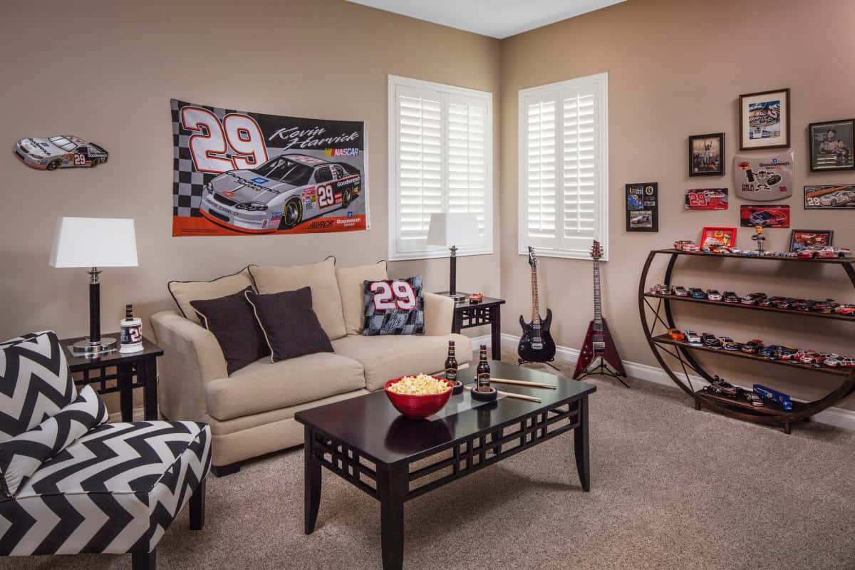 Salt Lake City man cave with shutters